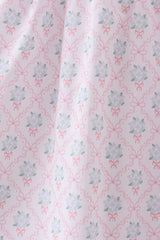 Pink cross embroidery floral bow dress