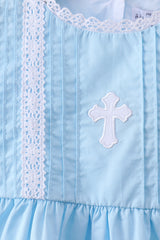 Blue cross embroidery lace bloomer set