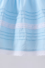 Blue cross embroidery lace bloomer set