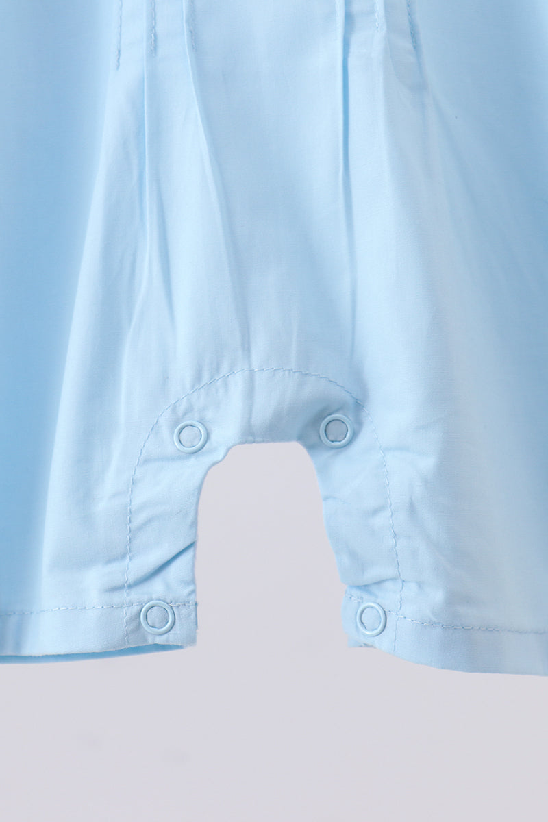 Blue cross embroidery romper