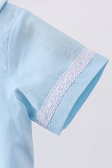 Blue cross embroidery romper