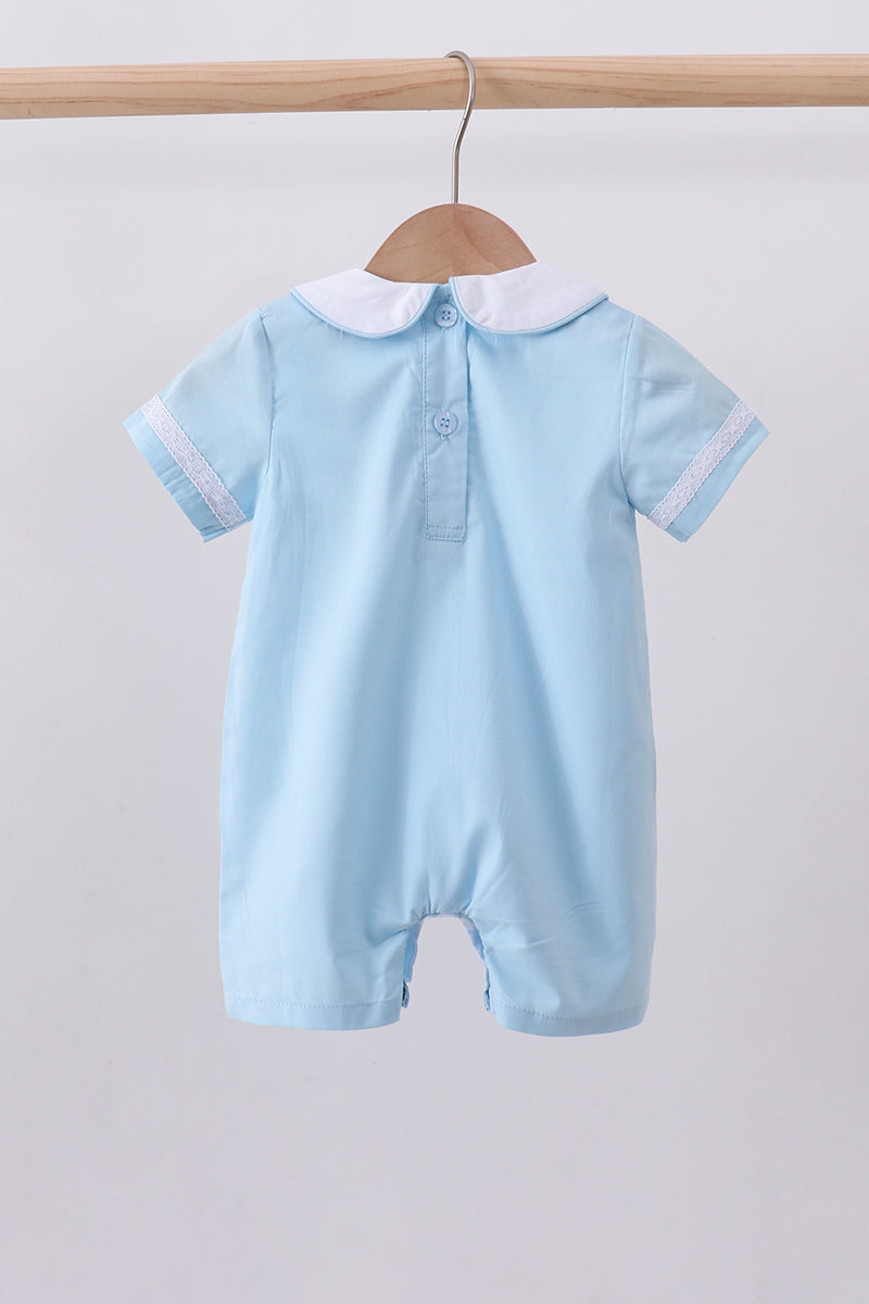 Blue cross embroidery romper