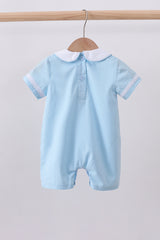 Blue cross embroidery romper