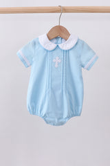 Blue cross embroidery bubble