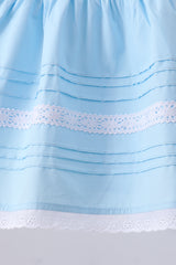 Blue cross embroidery lace pants set