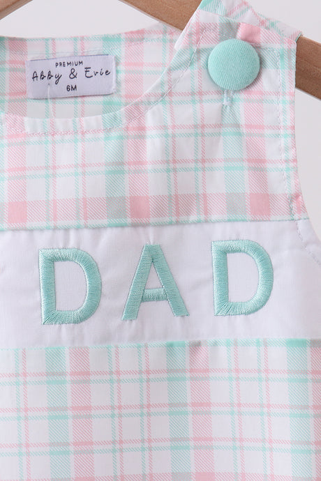 I love dad embroidery plaid bubble