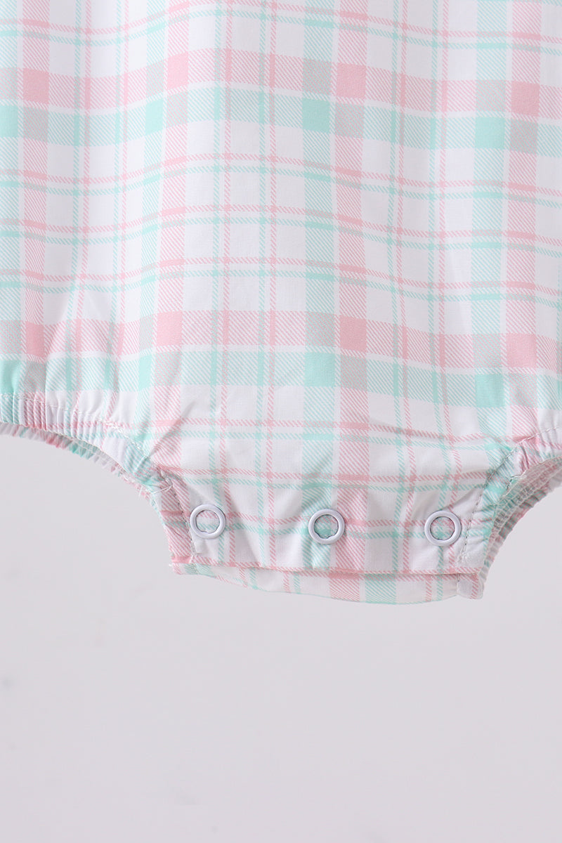 I love dad embroidery plaid bubble