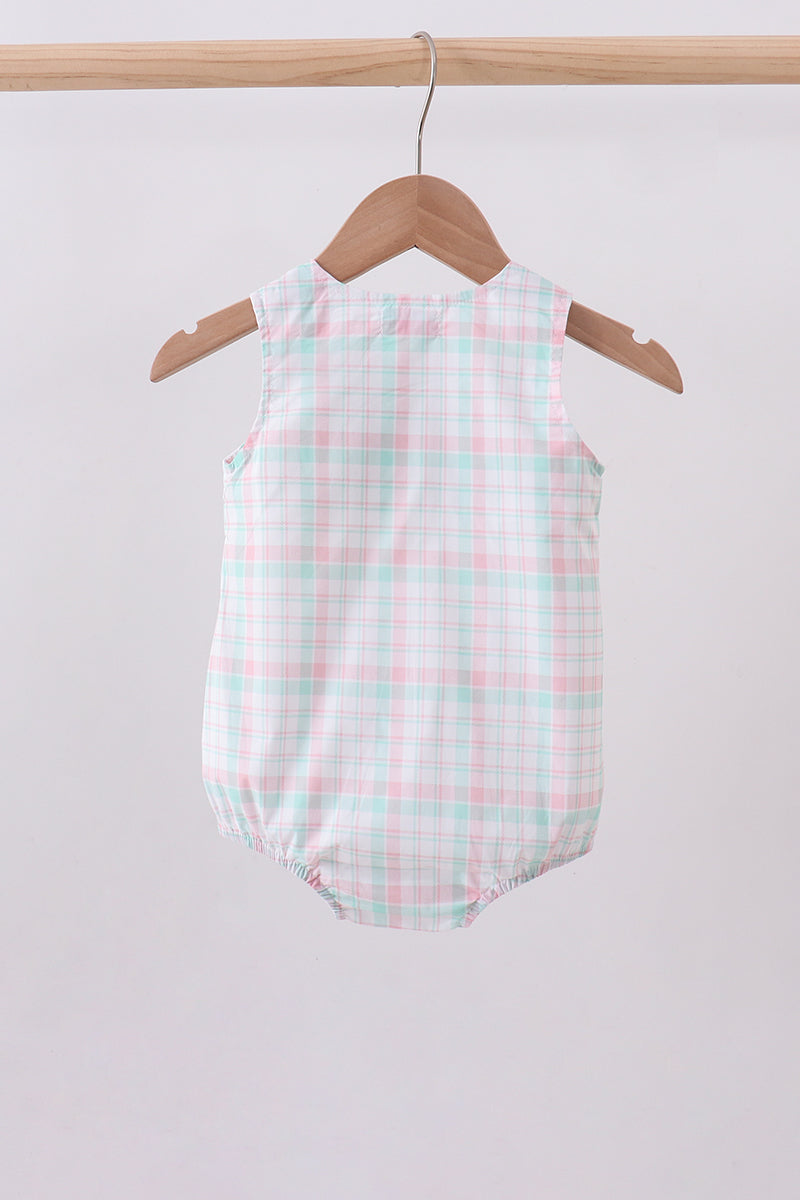 I love dad embroidery plaid bubble