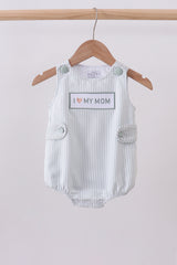 Blue stripe I love my mom bubble