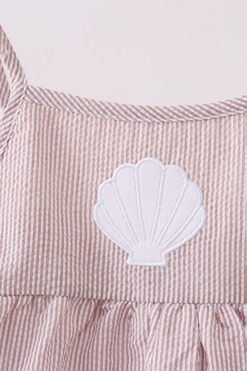 Latte stripe shell applique dress