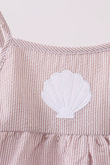 Latte stripe shell applique dress
