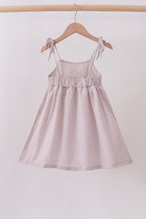 Latte stripe shell applique dress