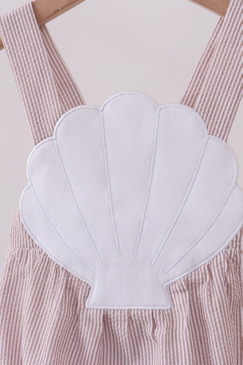 Latte stripe shell applique dress