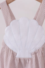 Latte stripe shell applique dress