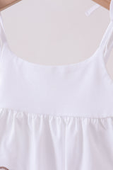 Ivory shell embroidery ruffle shorts set