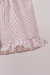 Ivory shell embroidery ruffle shorts set