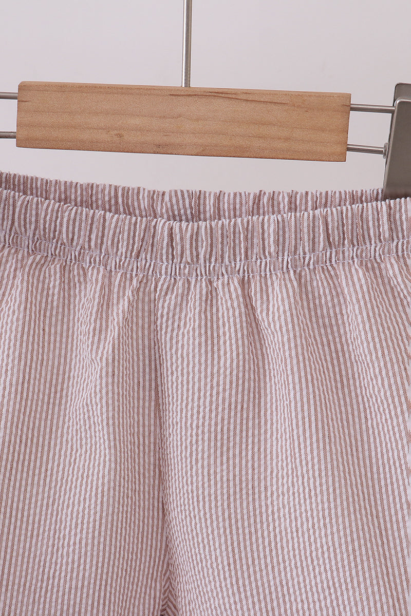 Ivory shell embroidery ruffle shorts set