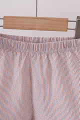 Ivory shell embroidery ruffle shorts set