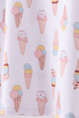 Pink ice cream print bamboo ruffle pajama set