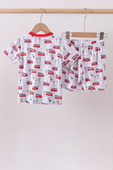 Red fire truck print bamboo pajama set