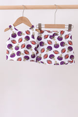 Purple active football print skort set
