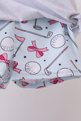 Blue golf bow print 2pc skorts set
