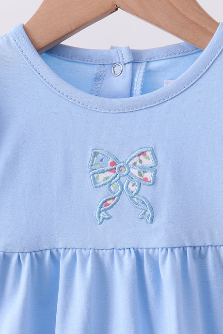 Blue bow applique romper