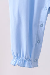 Blue bow applique romper