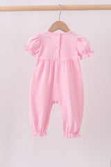 Pink bow applique romper