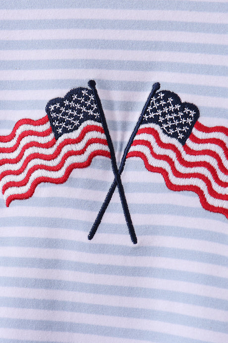 Red flag embroidery shorts set