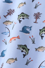 Blue fish print bamboo pajama set