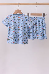 Blue fish print bamboo pajama set