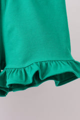 Pink golf cart applique stripe ruffle shorts set