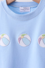 Blue ball embroidery shorts set