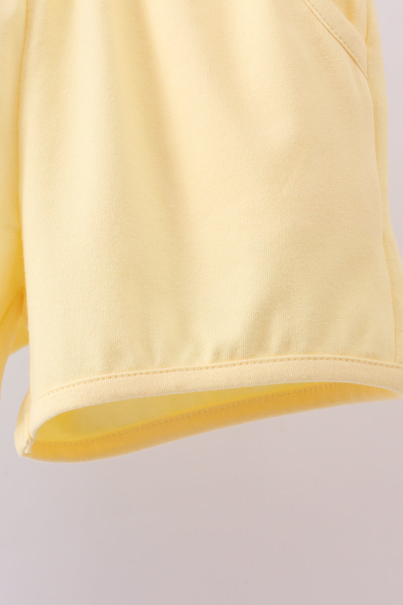 Blue ball embroidery shorts set