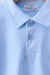 Blue sailboat embroidery shorts set