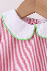 Red stripe watermelon embroidery seersucker bloomer set