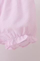 Pink stripe watermelon embroidery seersucker shorts set