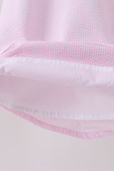Pink stripe watermelon embroidery seersucker dress