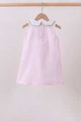 Pink stripe watermelon embroidery seersucker dress
