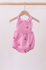 Pink cherry gingham ruffle bubble
