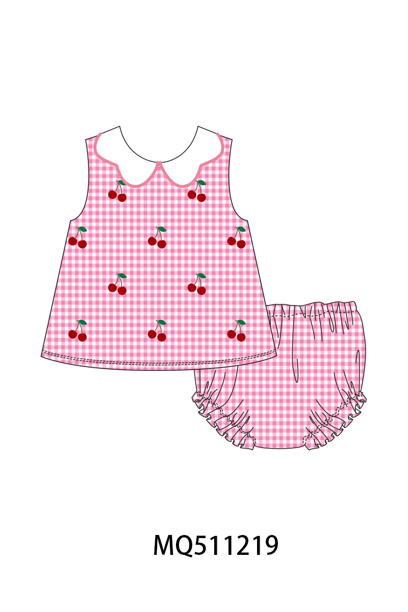 Pink cherry gingham bloomer set – Honeydew USA