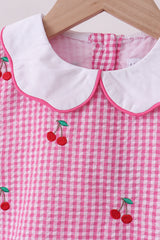 Pink cherry gingham bloomer set