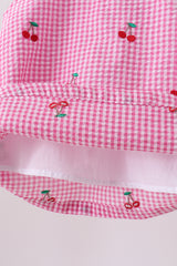Pink cherry gingham bloomer set