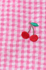 Pink cherry gingham shorts set