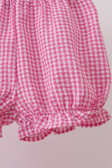 Pink cherry gingham shorts set