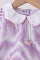 Purple seersucker butterfly embroidery bloomer set