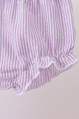 Purple seersucker butterfly embroidery bloomer set