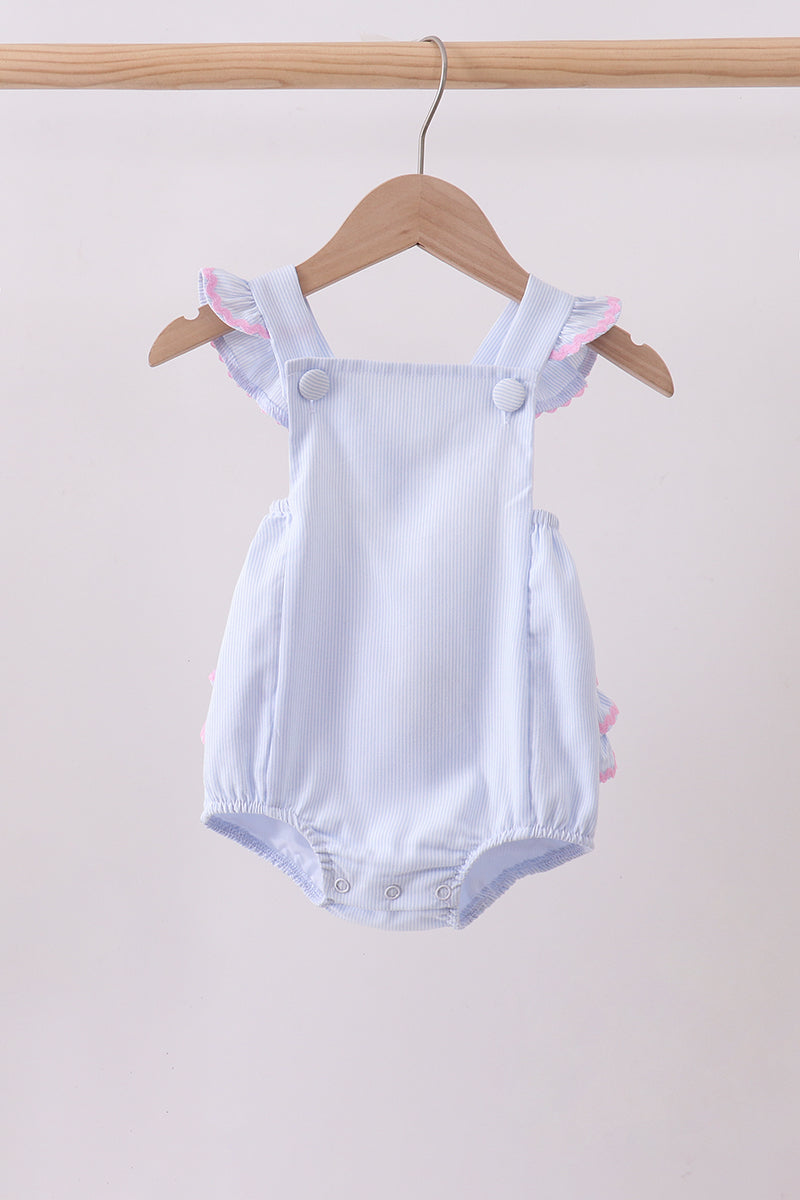 Blue stripe ruffle bubble