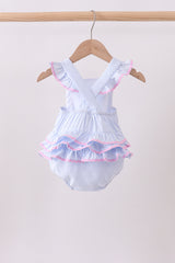 Blue stripe ruffle bubble